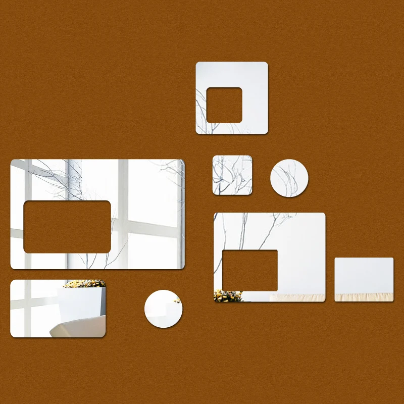 

sale direct selling 8pcs 2014 diy Acrylic mirror 3d wall stickers top fashion decor living room sticker