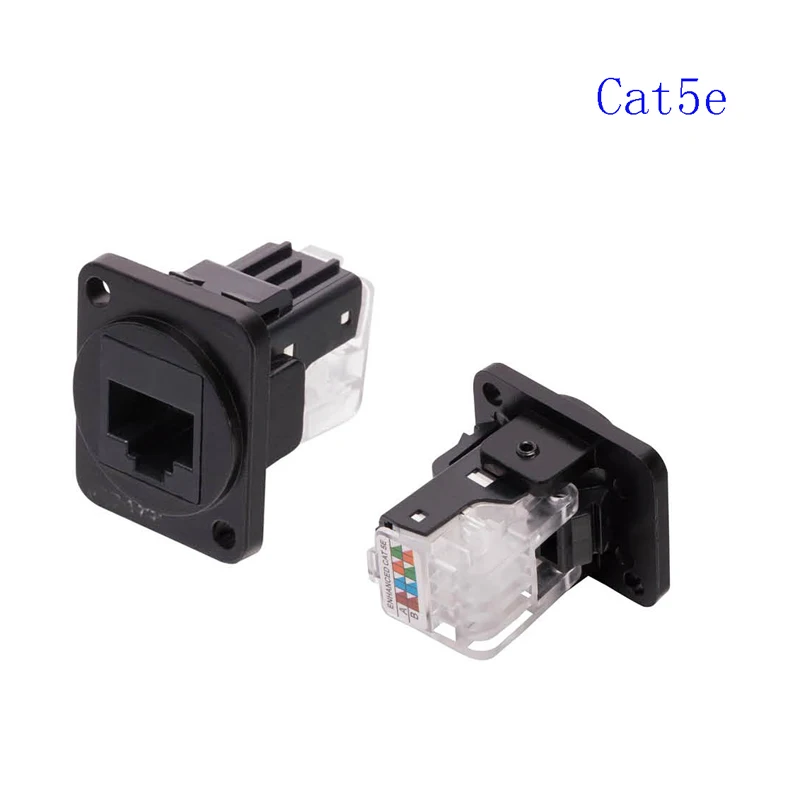 

10Pcs/Lot D-Type press RJ45 Cat5e network plug Chassis Panel Mount Connector Audio connector