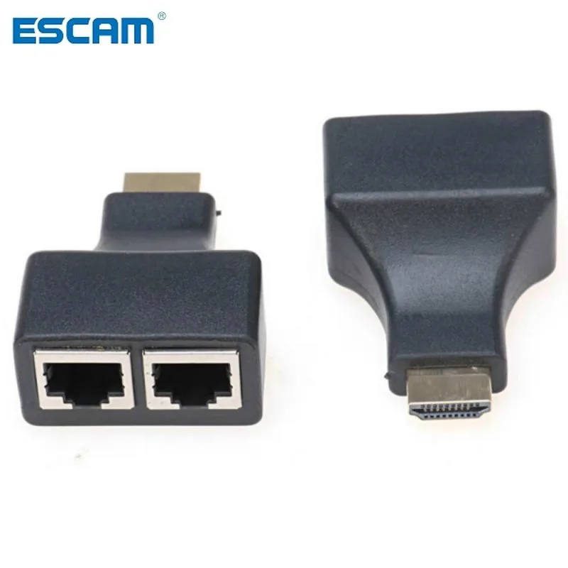 

ESCAM HDMI Over RJ45 CAT5e CAT6 UTP LAN Ethernet Balun Extender Repeater - 1080p3D HD Dropshipping