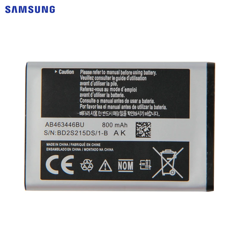 Оригинальная батарея samsung AB463446BU AB463446TU для samsung S139 M628 X520 F258 E878 X208 E1200M SGH-B108 GH-M310 SGH-L258 800 мА-ч