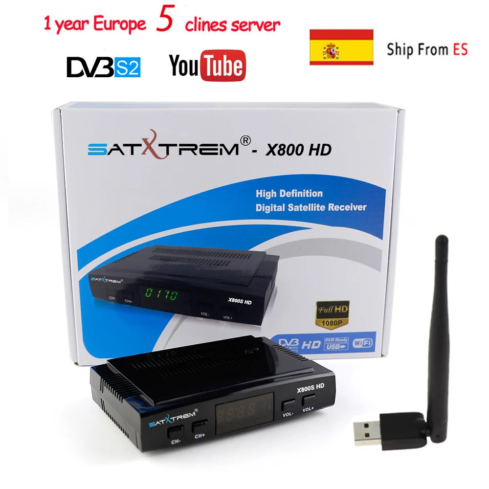 Satellite TV Receiver decoder X800S HD DVB S2+USB Wfi Receptor with 5 ...