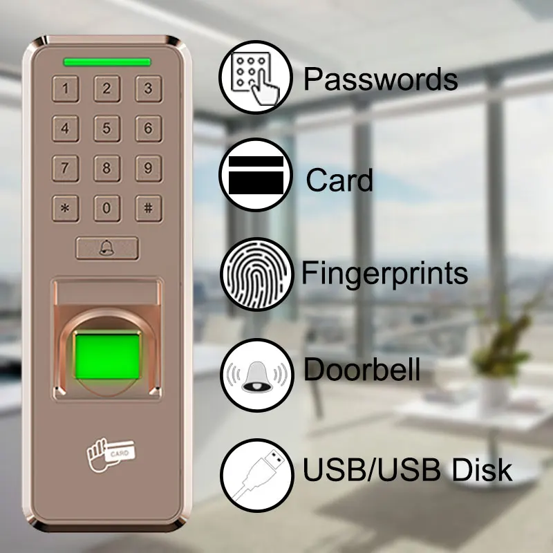 

Digital Fingerprint Door Lock USB Access Control System Device Time Clock Entry Exit Recorder Employee Machine Safe Home