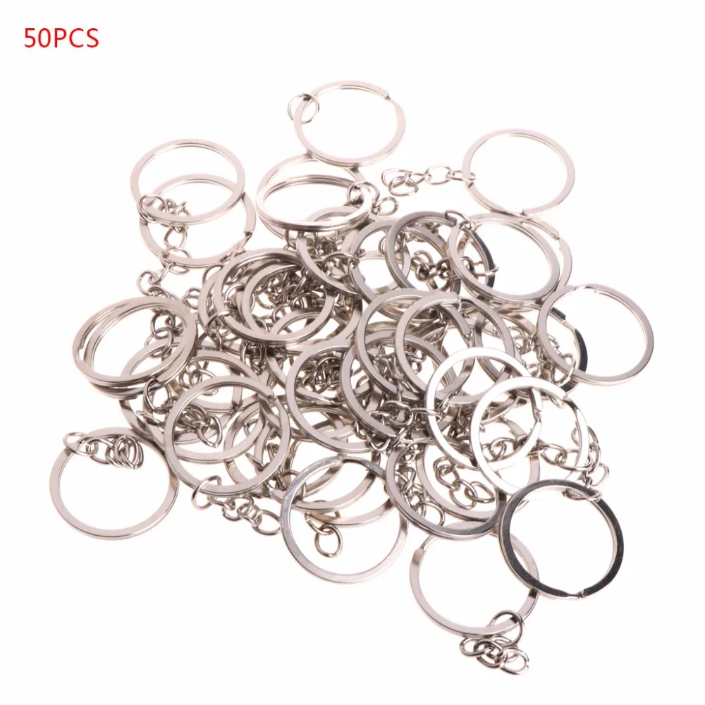 Javrick 50 Pcs 2.8cm Stainless Steel Key Chain Portable Brief Key Ring