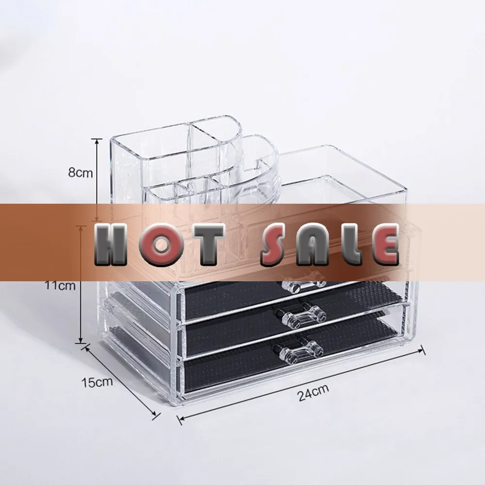 

Panic buyingArrivals Multi-layer large capacity drawer type transparent cosmetic plastic storage box desk accessories