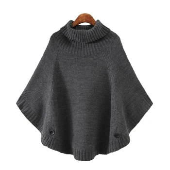 

Rlyaeiz Pure Color Knitted Turtleneck Cloak Sweater Women Fashion Casual Pullover 2018 Autumn Winter Streetwear Women Sweaters