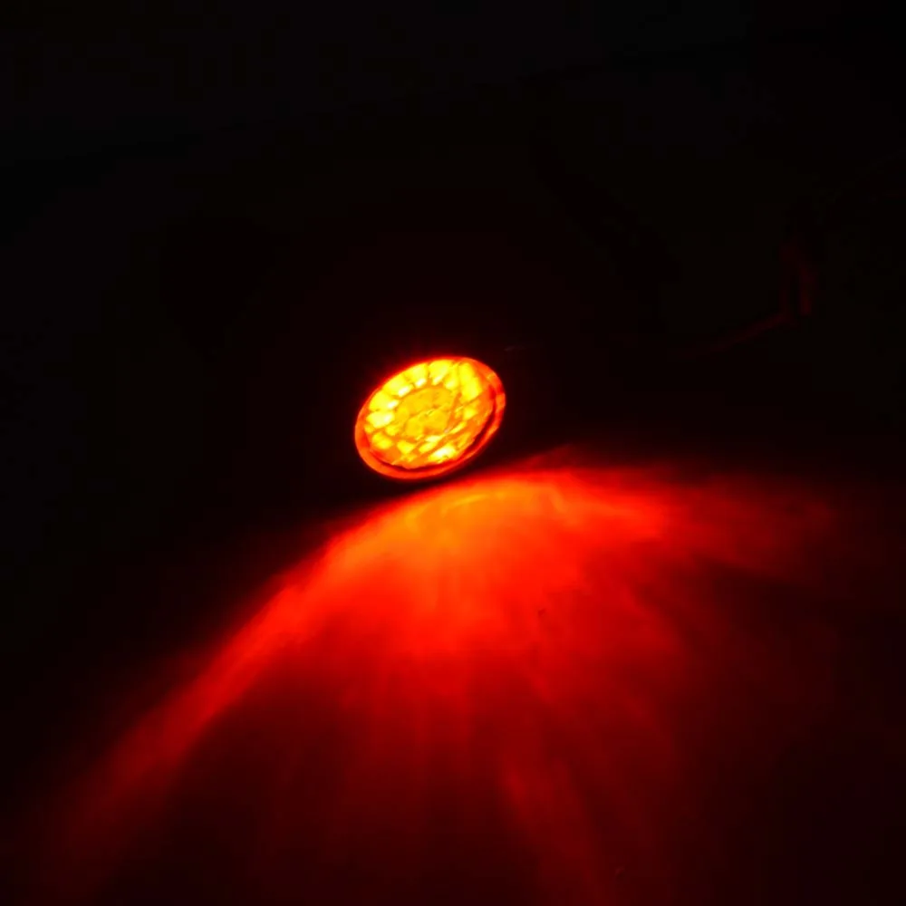Red LED Lens 3 Wires Black Billet Brake Turn Signal Indicator Lights Motorcycle