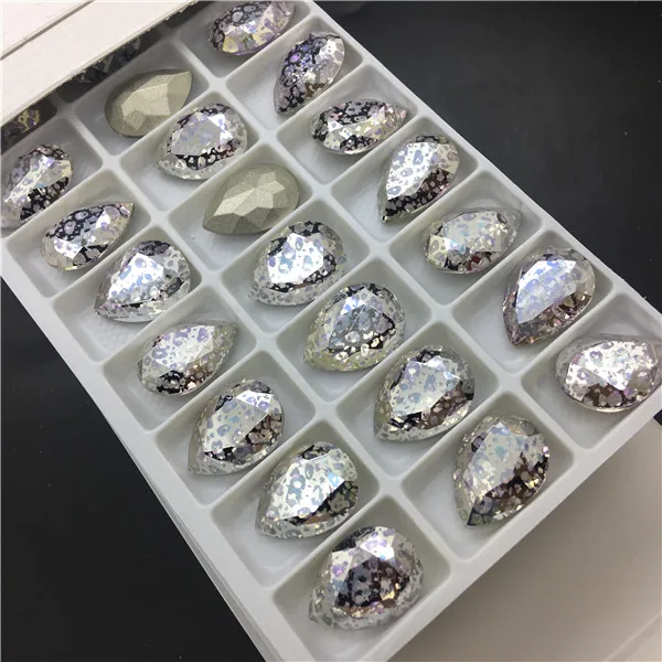 001YP Silver Patina TopStone цвет Кристалл патина 10x14 мм 13X18 мм K9 стекло КАПЛЕВИДНАЯ заостренная задняя часть Необычные каменные капли хрустальные стразы - Цвет: 001YP Silver Patina