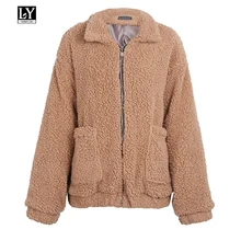 Ly Вари Lin искусственной овечьей шерсти свободные пальто куртки зимние теплые Hairly женская повседневная куртка верхняя одежда плюс Размеры S-4xl черное пальто