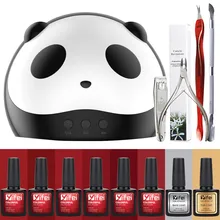 YIFEI гелевый Набор для маникюра, маникюрные наборы и наборы, Набор лаков, инструмент для дизайна ногтей 36 Вт, УФ-лампа и 6 цветов, впитывающийся гель для ногтей, верхнее Базовое покрытие