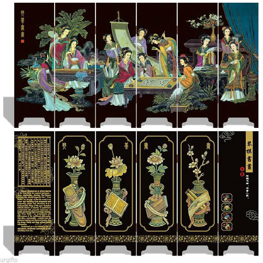 Китайская коллекция для бутика лакированные изделия живопись Красота складной экран-уникальная Романтика