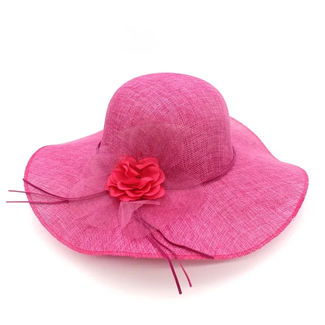 2024 Summer Fashion Women Floppy Linen Sun Hat With Floral Wide Large Brim Caps Beach Travel Foldable Solid Hats UV Protection 3