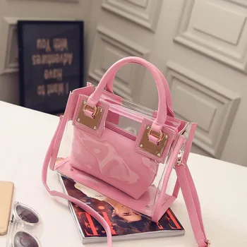 

2pcs Women Transparent Jelly Bag 2019 Fashion Summer Beach Bag Small Shoulder Bag Ladies Crossbody Handbag Sac Transparent Femme