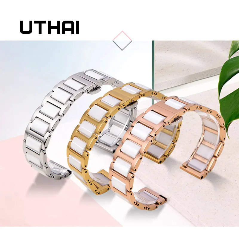 UTHAI C02 Ceramic 20mm watch strap 306L steel 22mm band high quality Watchbands | Наручные часы