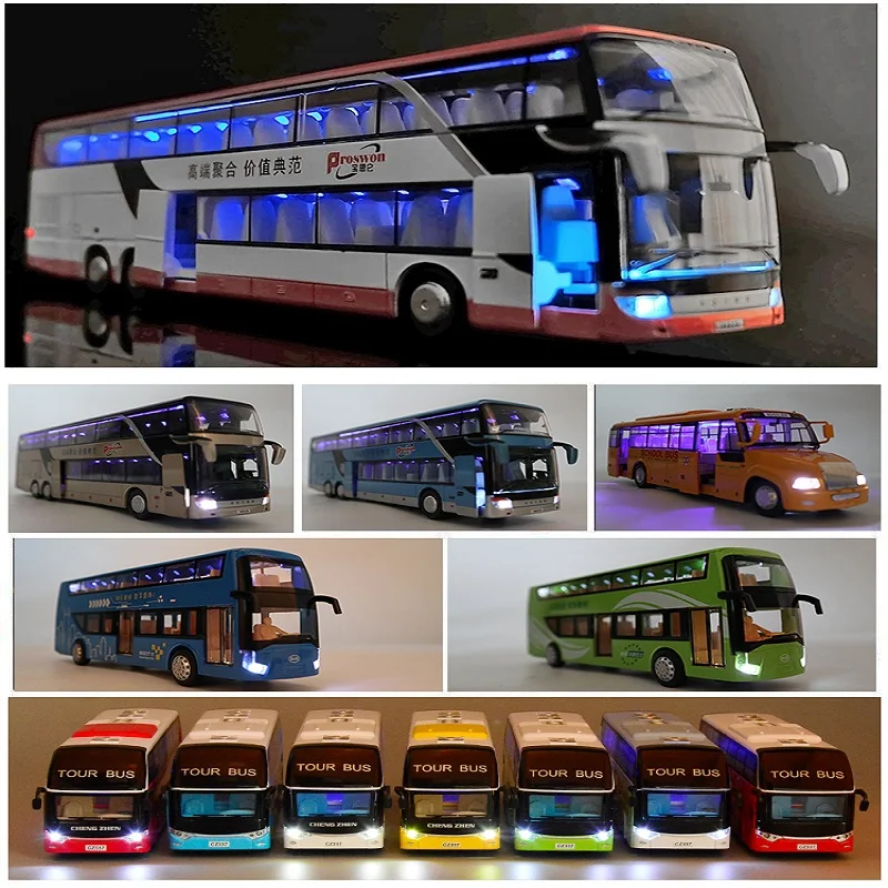 

1:32 Boy Large Alloy Double Decker Bus Toys Children's Toy Cars Open Door Bus Models Home Decorations Gifts Collectibles