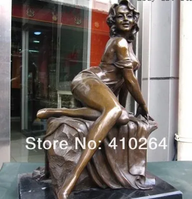 

$Nice Discount$ 21"Western Bronze oomph Nude Woman Belle Art Sculptue Statue