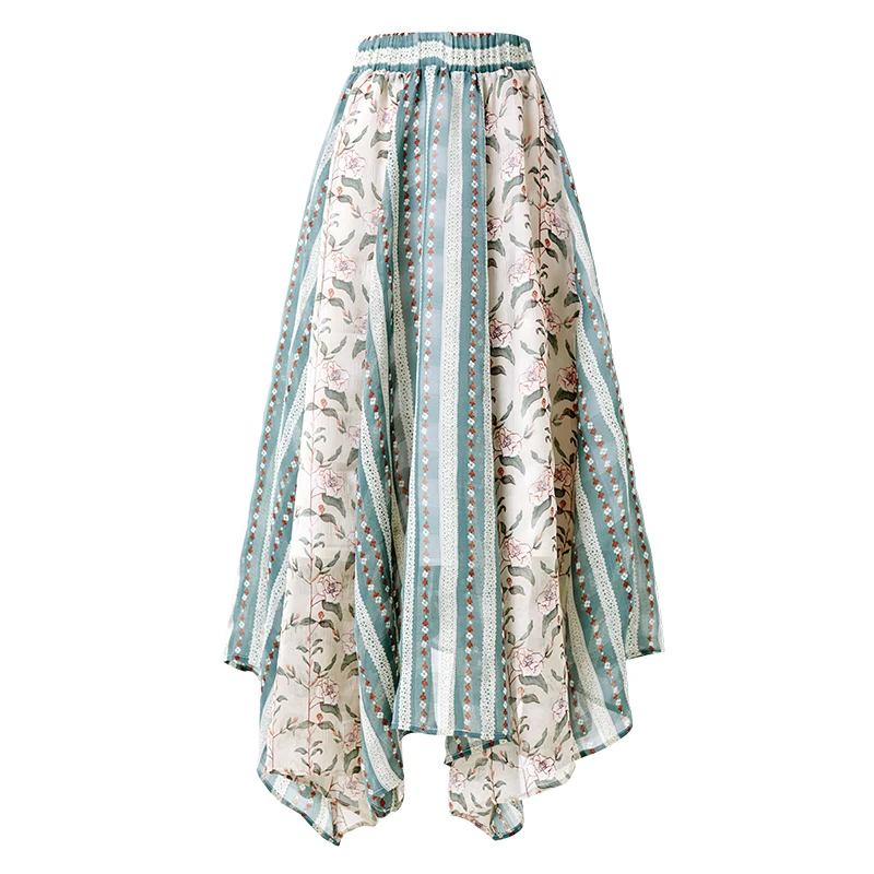 ARTKA Летняя женская юбка асимметричная шифоновая юбка элегантная юбка с эластичным поясом для женщин модная юбка со специальным принтом QA10598X
