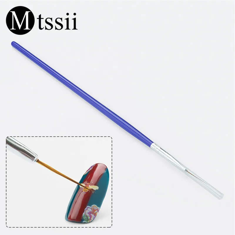 

Mtssii 1PC 21mm Long Wooden Handle Drawing Painting Pen Nail Liner Brush Blue Manicure Nail Art Tool Nail Art Decoration