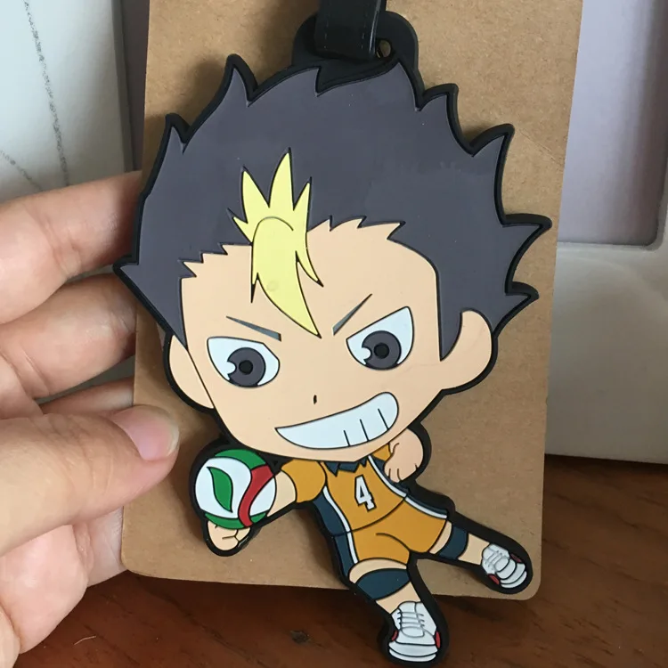 Haikyuu мультфильм ПВХ косплей брелок креативный мягкий резиновый багажная бирка посадочный талон сумка бирки подвесные мешки с орнаментом аксессуары - Цвет: 1