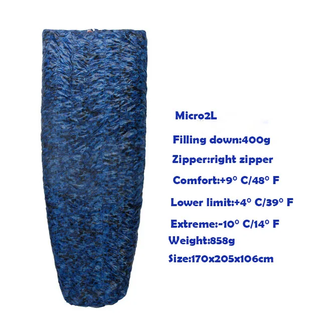 Micro2-L AEGISMAX микро серии ультра легкий вниз 700FP 95% утка вниз сплайкаемый конверт Тип камуфляж Открытый Кемпинг спальный мешок - Цвет: Micro2-L