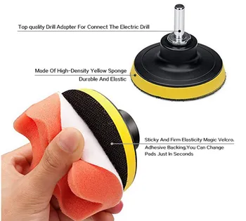 

Car Sponge Polishing Pad 7 pcs 6" 7" Sponge Polishing Pad Drill Adapter Set Special For Car Beauty And Waxing Auto Body Care