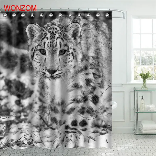 WONZOM Leopard Polyester Stoff Duschvorhang Seefisch Badezimmer ... WONZOM Leopard Polyester Stoff Duschvorhang Seefisch Badezimmer ...