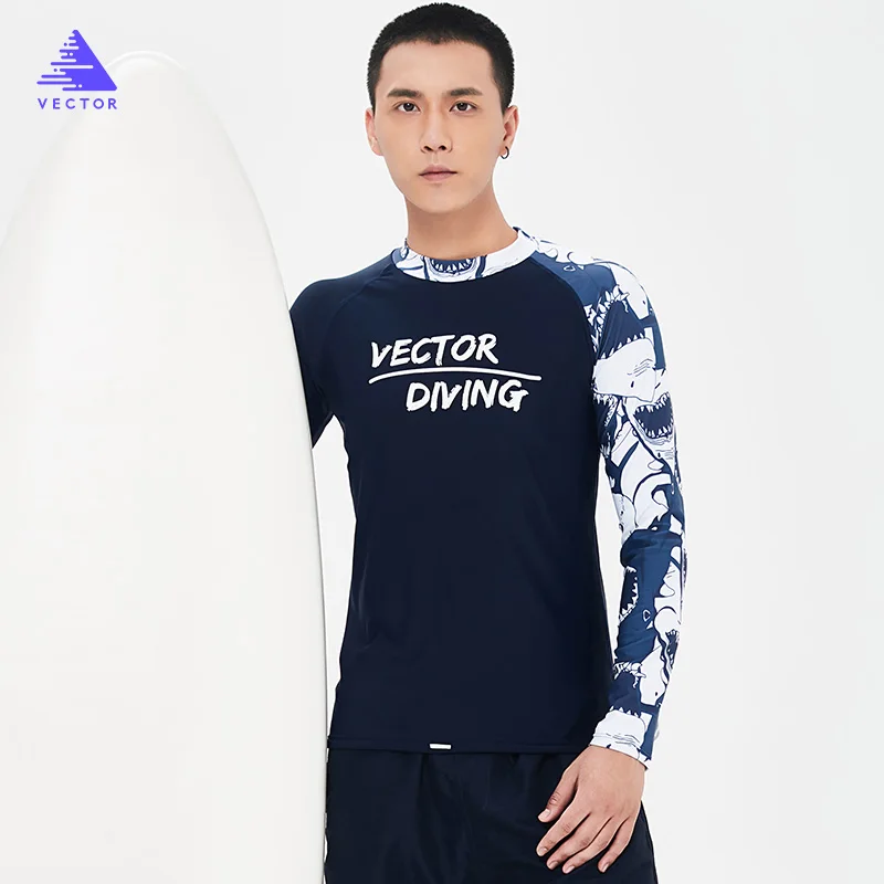 XXL Men Rash Guard Shirts Unique Printing Surfing Diving UPF50+ UV Protection Beach Long Sleeve Swimwear Suit Prevent Jellyfish 6