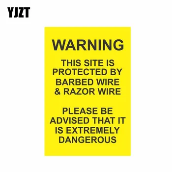 

YJZT 10.2CM*15CM Warning This Site Is Protected By Barbed Wire Decal Car Sticker PVC 12-0873