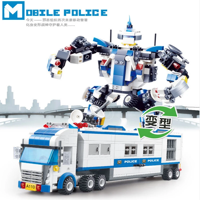 

Legoed city Lepins Police command car Figure 2 in 1 Transform Building Block Bricks Toys LegoINGLY Model kits gifts for childre