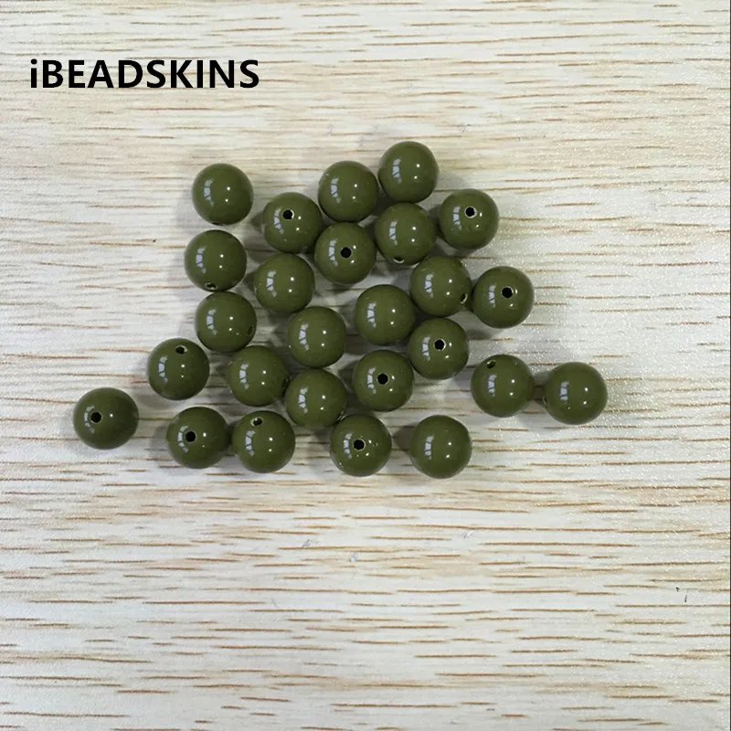 

(choose size) 12mm/14mm/16mm Olive green color Gumball Bubblegum Acrylic Solid Beads for Necklace Jewelry