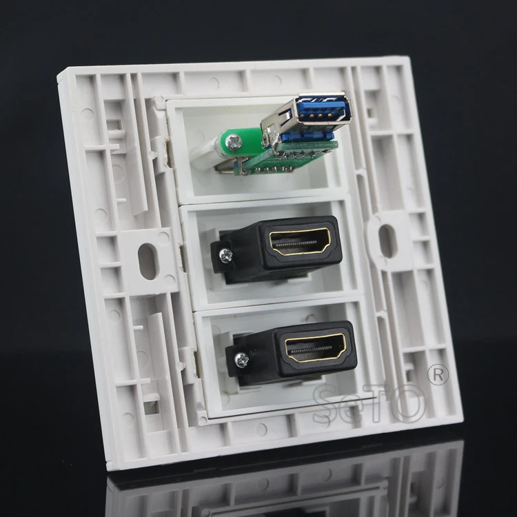 SeTo 86 Тип Двойной 2 0 HDMI + один порт 3 USB Ассорти панель настенная гнездо Keystone Лицевая