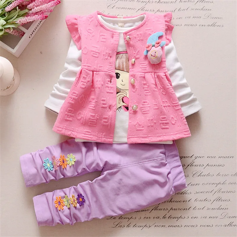 MBBGJOY Baby Girls Sets 3Pcs Spring Autumn Vest T shirt Pants with ...