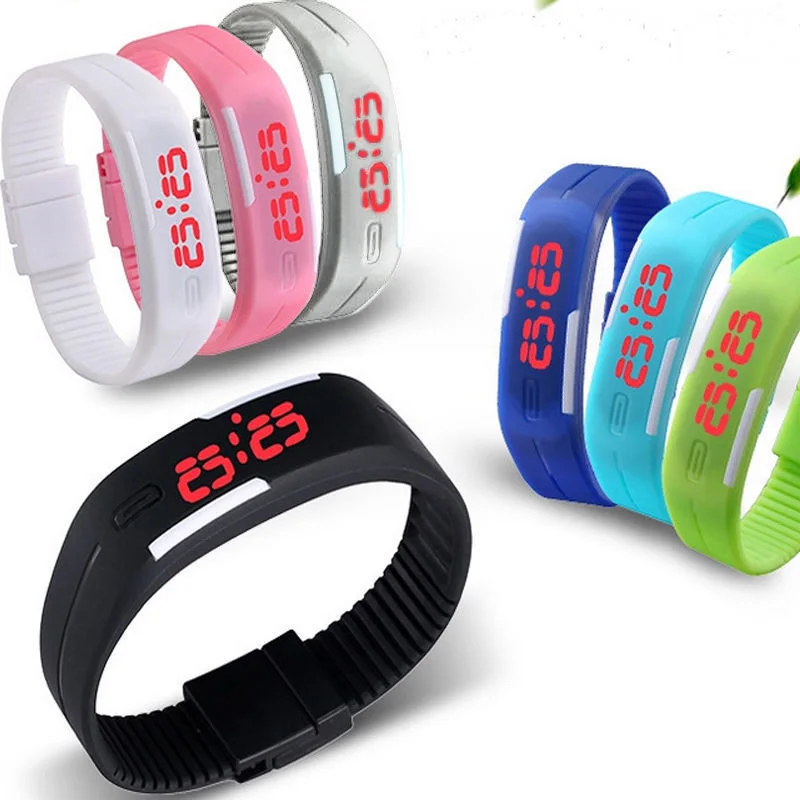 Simple Men Women Smart Watches Fashion Sports Outdoor Fitness Clock Shellhard Silicone Band LED Display Touch Digital Wristwatch