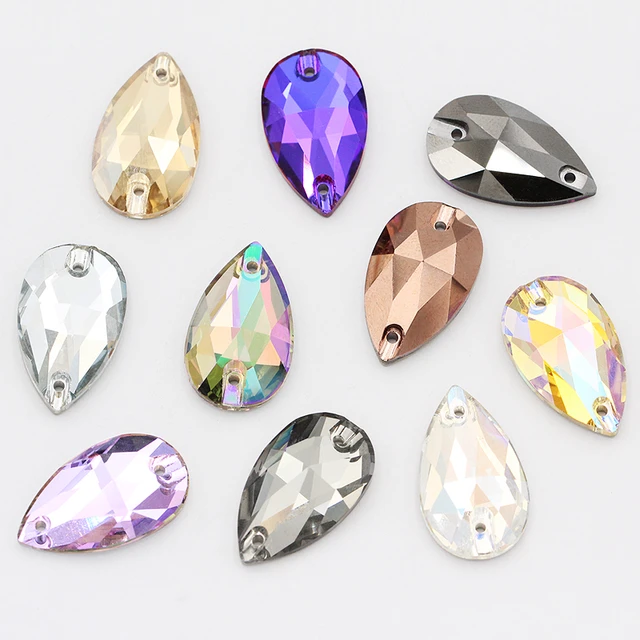 Teardrop Glass Crystal Strass Sew On Rhinestones High Quality