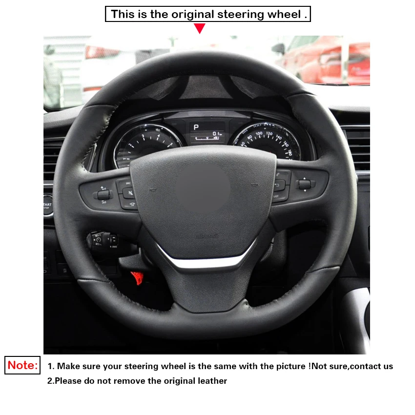 LQTENLEO черный, красный кожаный руль автомобиля покрытие для Citroen C3 C3-XR C4- peugeot 408- traveller