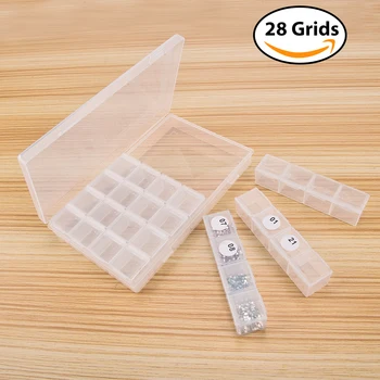 

28 Grids Nail Glitters Storage Box Makeup Organizer Manicure Tool Beads Rhinestones Display Nail Art Tool Diamond Embroider Case