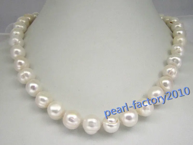 

10X10 jewerly free shipping natural 18" AAA 11-12 MM SOUTH SEA NATURAL White PEARL NECKLACE Selling