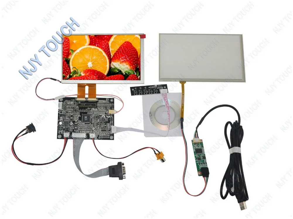 

New AT070TN84 LCD Screen+AV VGA Controller Board Kit+Touch Panel Digitizer+USB Controller DIY 7" Touch Monitor