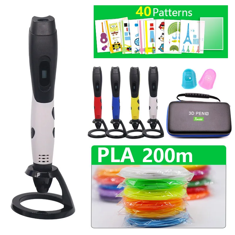 Новое поступление 3D Ручка 3d печати ручка добавить 50/100/200 м PLA Материал чертежная ручка 3D модель для подарок на год для детей лучшие подарки - Цвет: 2. White PLA pattern