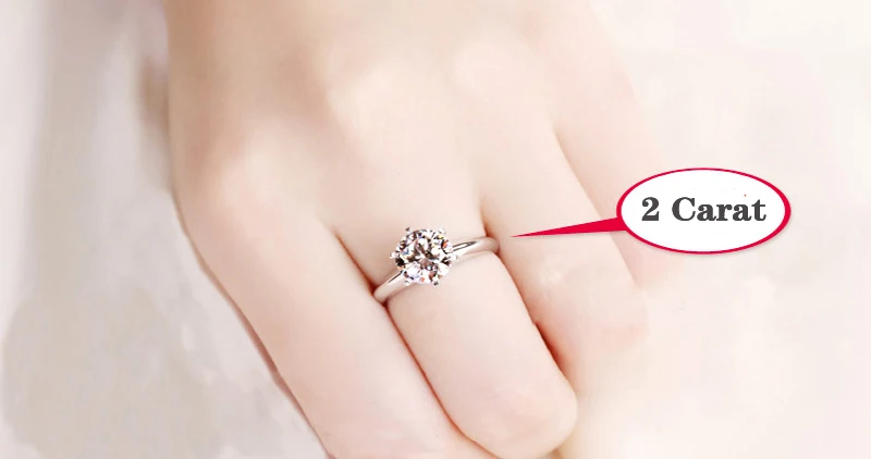 Не поддельные классические роскошные Solitaire круглой огранки 6 когти 2 карат обручальное кольцо 18 KRGP штамп золото Diamant обручальные кольца с
