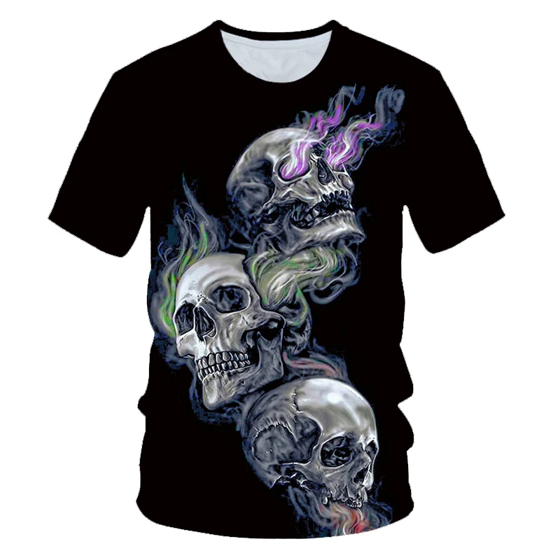 New hot men's summer skull poker print men's short-sleeved T-shirt 3D T-shirt casual breathable season hip-hop brand T-shirt 6XL - Цвет: picture color