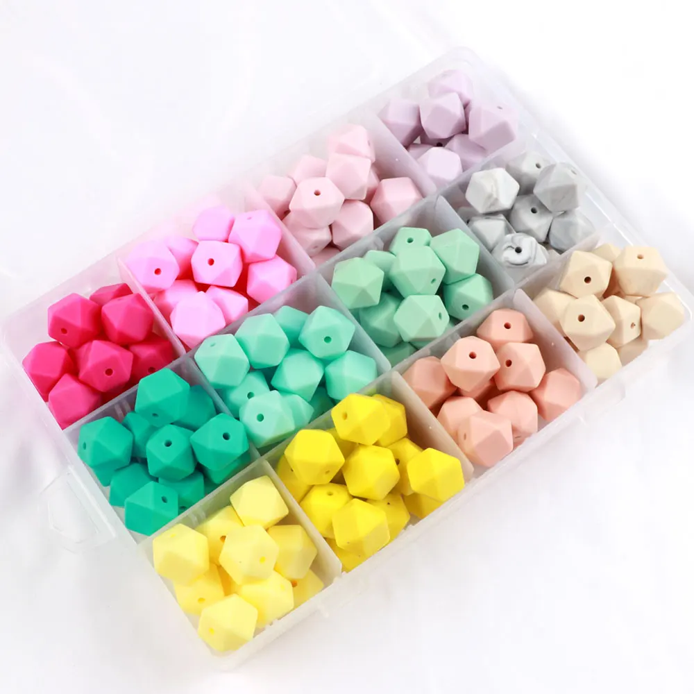 

TYRY.HU 10pcs 14MM Hexagon Silicone Beads BPA Free DIY Necklace Pacifier Chain Baby Teething Care Infant For Necklace Making