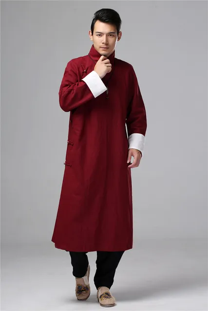 Aliexpress.com : Buy Casual mens Chinese style robe Solid color Cotton ...