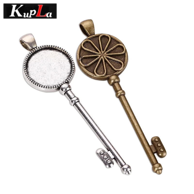 Kupla Vintage 20mm Key Base Charms Pendant Cabochon Setting DIY Jewelry