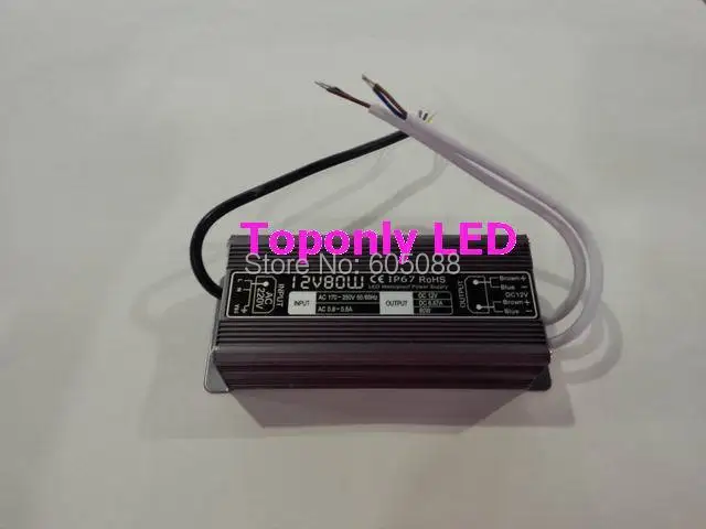 

High Quality ip67 80w led transformer ac to dc12v/24v led adapter driver for strip/bar/module lighting,50pcs/lot free shipping