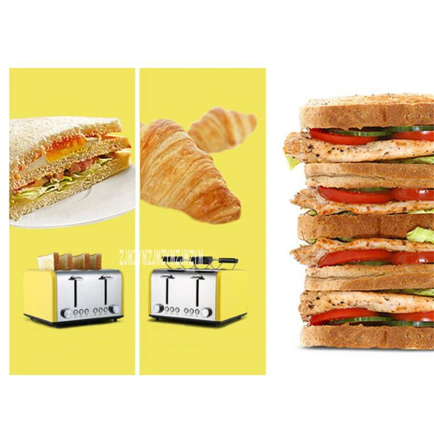 HT-6218 Household Automatic Electric Toaster Commercial 6-Gear Adjustment Bread Machine Multifunctional 4-Slice Bread Maker