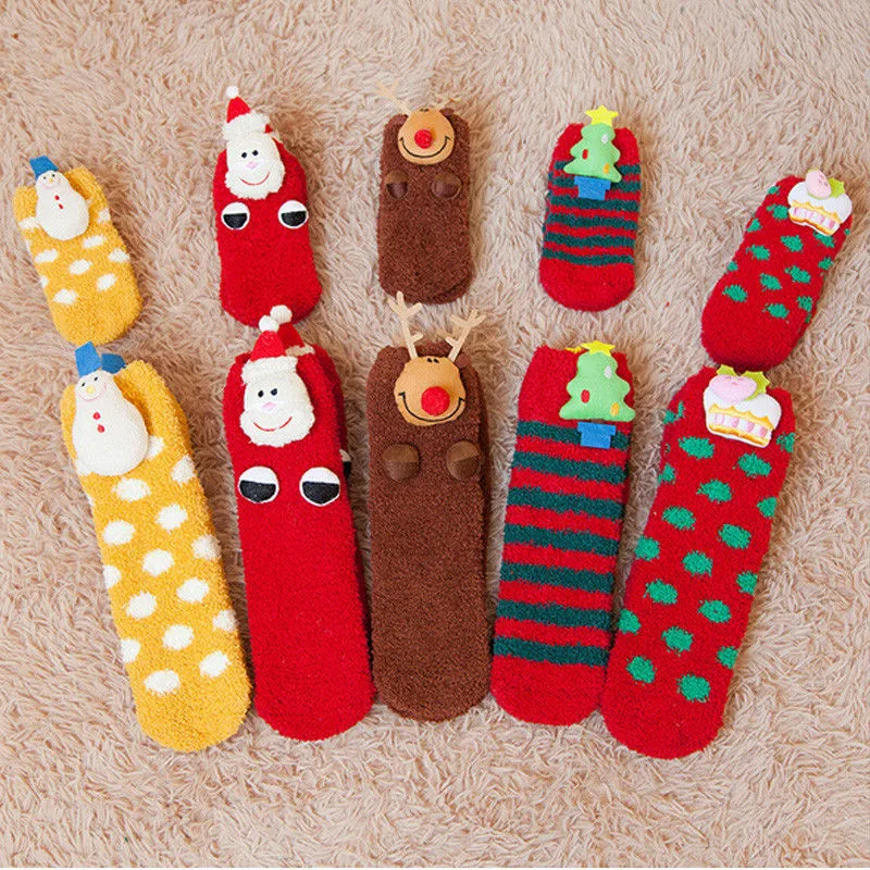 Новые стильные женские зимние теплые носки Рождественский подарок теплые мягкие носки милый Санта Клаус Рождественский северный олень милые носки дешевый костюм