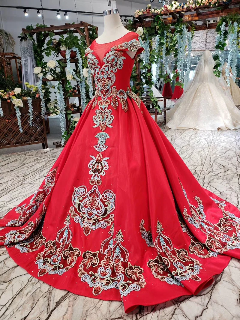 LSS146 атласные вечерние платья трапециевидной формы с коротким шлейфом с круглым вырезом и бусинами на шнуровке красное свадебное вечернее