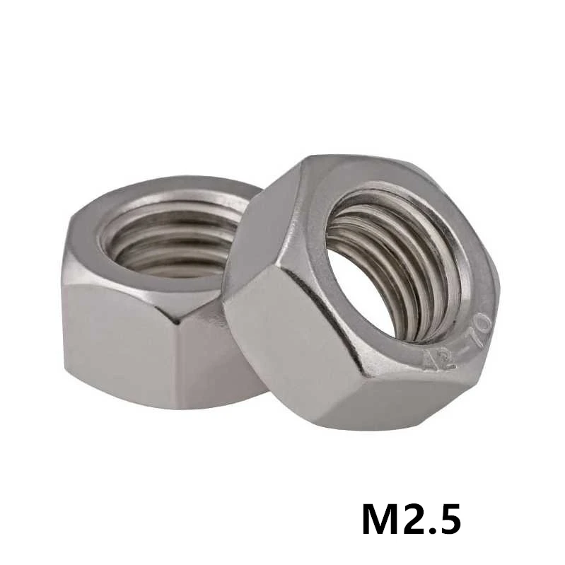 

1000pcs M2.5 DIN934 A2-70 Stainless Steel Hex Nuts SUS304 Metric Fastener M1.6M2M2.5M3M4M5M6M8M10M12M14...M33 Aailable