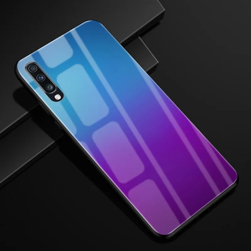 Для samsung Galaxy A70 чехол 6," чехол из закаленного стекла для телефона черный ТПУ бампер чехол для samsung Galaxy A70 A 70 A705 A705F