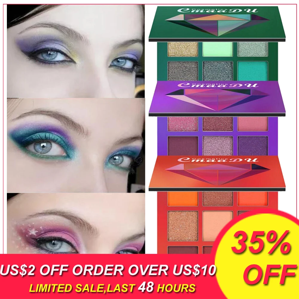 

9 color mini glitter eyeshadow pallete metallic yellow black pink eyeshadow palette shimmer shine eye makeup magnetic palette